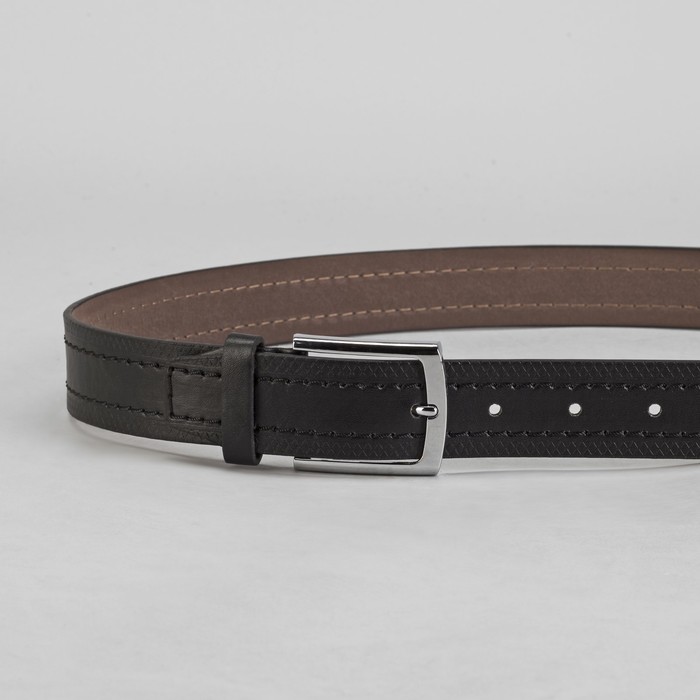 Ремень мужской, пряжка под металл, ширина - 4см, чёрный