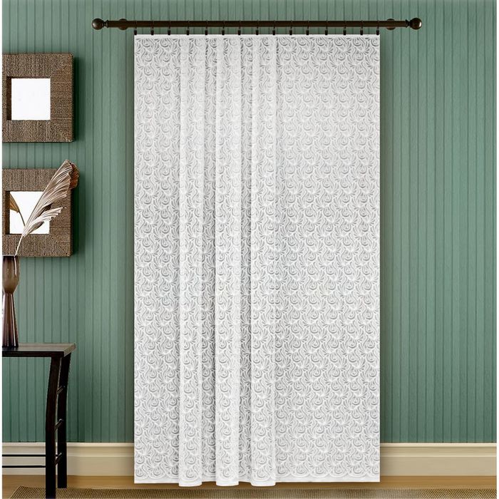 Штора, ширина 300 см, высота 280 см, с шторной лентой, цвет белый