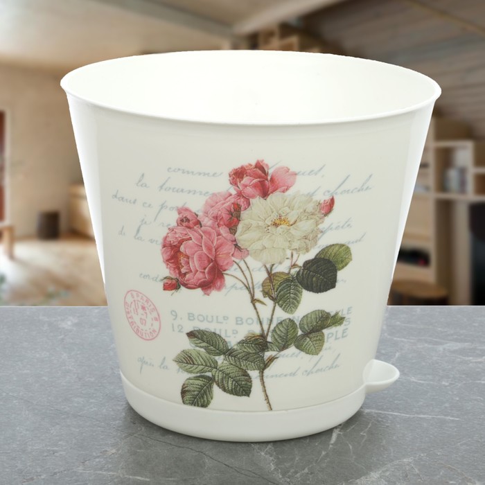 Горшок для цветов 700 мл "Крит. Прованс", d=12 см, с системой прикорневого полива