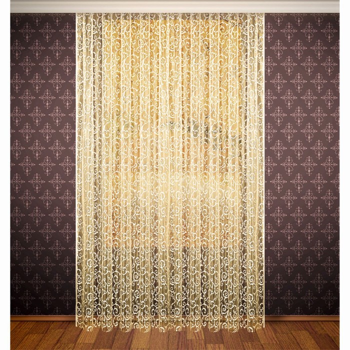 Штора, ширина 300 см, высота 280 см, с шторной лентой, цвет чайная роза