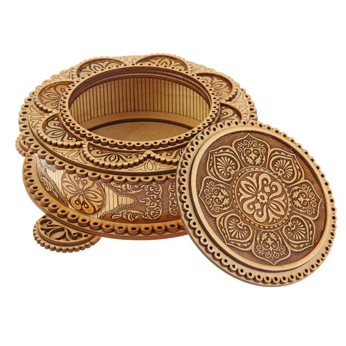 Шкатулка "Узор" 17 х 17 х 7 см, береста