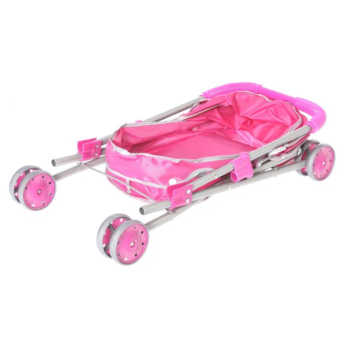 Коляска для куклы универсальная, розовая, металлический каркас
