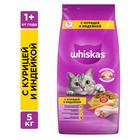 Сухой корм Whiskas для кошек, курица/индейка, подушечки, 5 кг