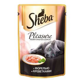 

Влажный корм Sheba Pleasure для кошек, форель/креветки, пауч, 85 г