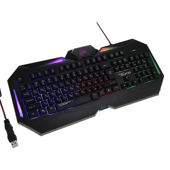 Клавиатура Qumo Dragon War Spirit, игровая, проводная, подсветка, 104 клавиши, USB, чёрная клавиатура qumo dragon war spirit black usb черный 1 шт