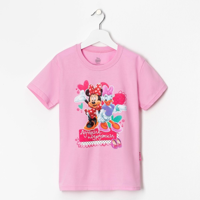 Футболка для девочек "Подружки", Минни Маус, рост 134-140 (36) см, 9-10 лет, 100% хлопок