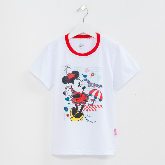 Футболка для девочек "Модница", Минни Маус, рост 134-140 (36) см, 9-10 лет, 100% хлопок