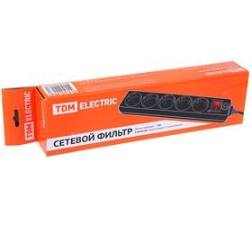 

Сетевой фильтр TDM СФ-05В, 5 розеток, 5 м, 16 А, ПВС 3х1 мм2, черный