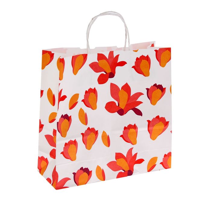 Пакет крафт "Цветы орхидея", 32 х 12 х 32 см