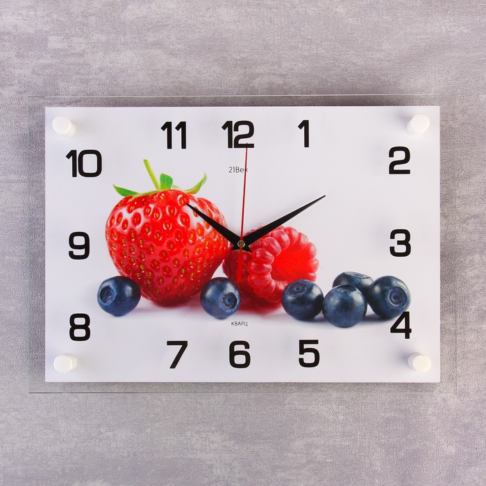 Часы настенные прямоугольные "Ягоды", 25х35 см