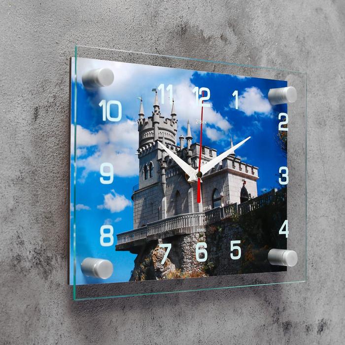 фото Часы-картина настенные, серия: город, "ласточкино гнездо", плавный ход, 20 х 26 см рубин