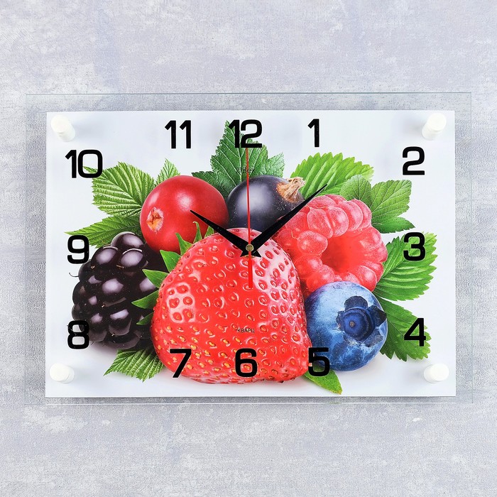 Часы настенные прямоугольные "Ягоды", 25х35 см микс