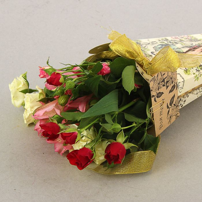 Конус для цветов "С Днем Рождения" ретро, 27 х 13 см