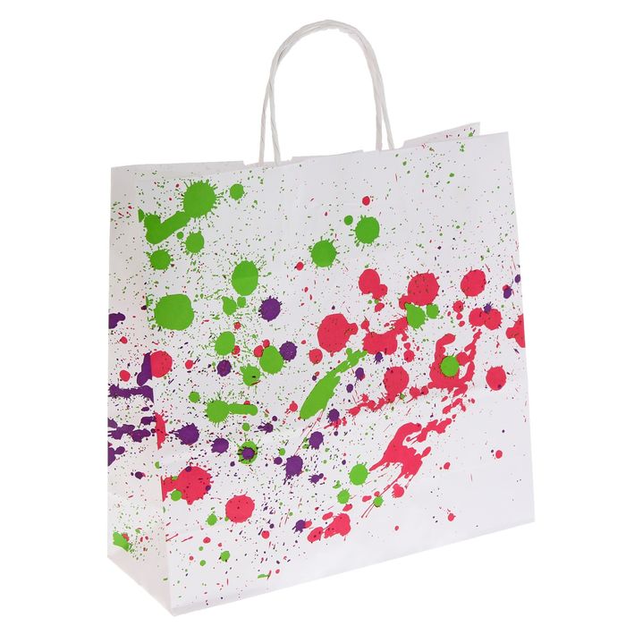 Пакет крафт "Брызги", 32 х 12 х 32 см
