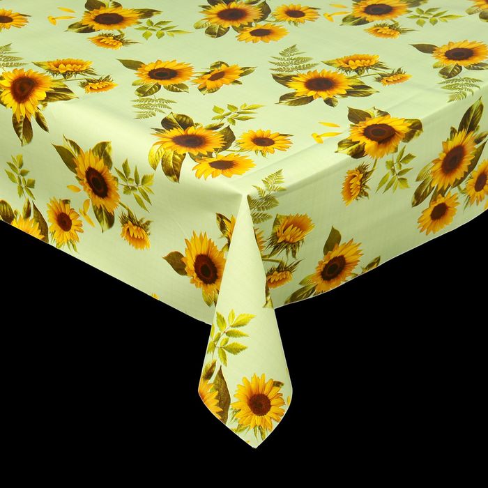 Клеенка столовая на нетканой основе "Декомир. Подсолнухи ", рулон 20 м, цвет оливковый