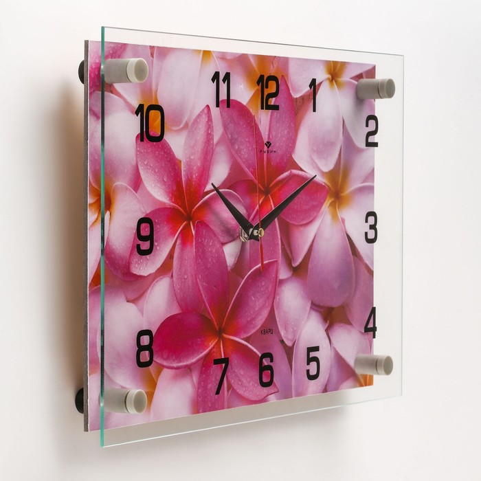 фото Часы настенные: цветы, бесшумные, 25 х 35 см рубин
