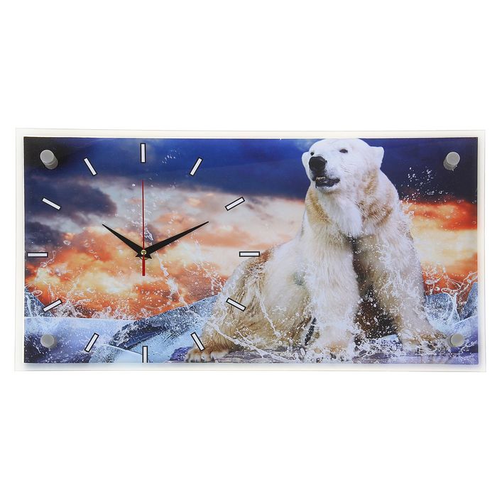 Часы настенные прямоугольные "Белый медведь", 52х26 см