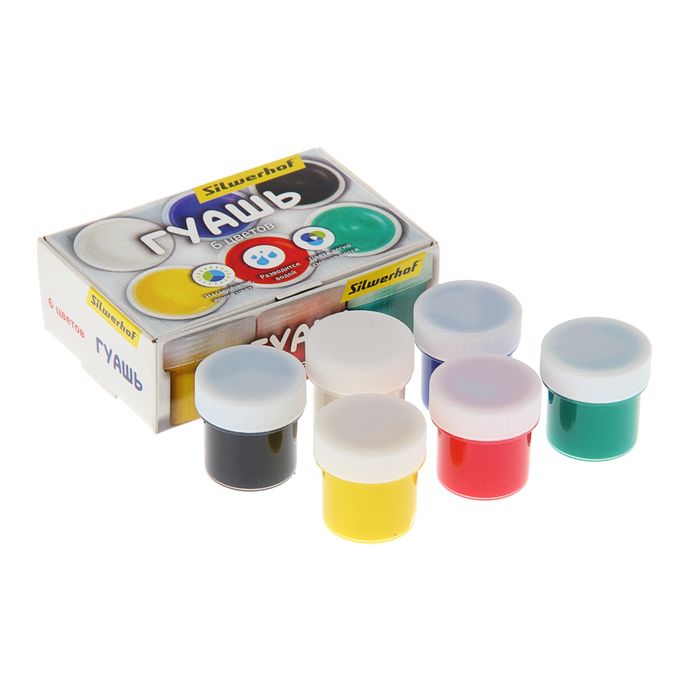 Гуашь 6 цветов по 10 мл Silwerhof "Народная коллекция"