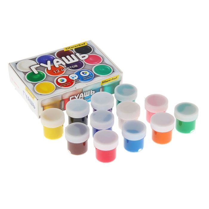 Гуашь 12 цветов по 10 мл Silwerhof "Народная коллекция"