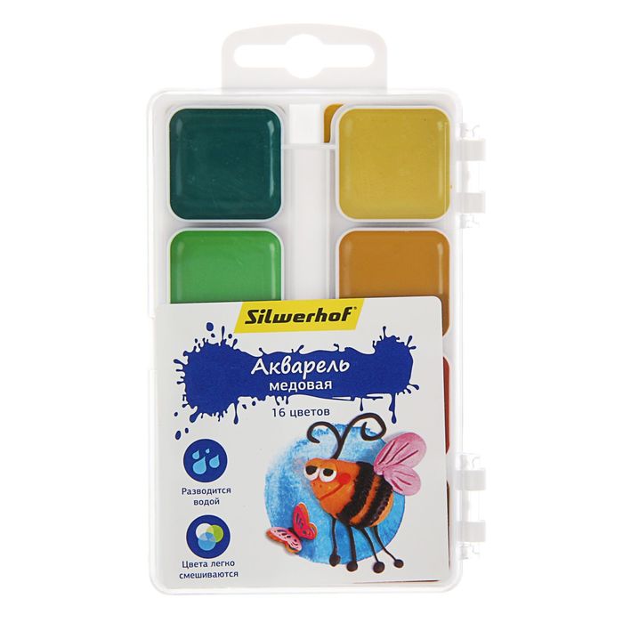Акварель 16 цветов Silwerhof "Пластилиновая коллекция", без кисти
