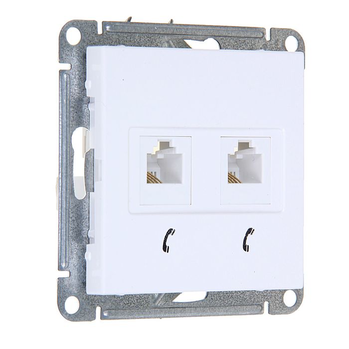 Розетка телефонная "W59" SchE RSI-251TT-1-86, RJ11, 1 А, 160 В, двухместная, скрытая, белая