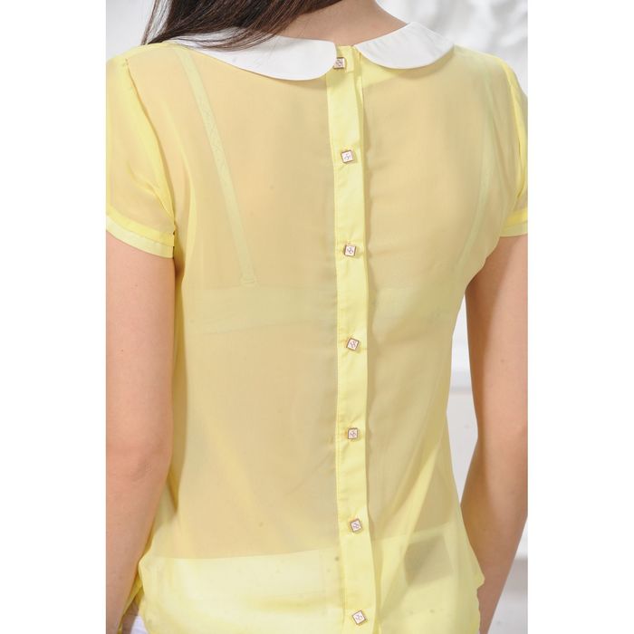 Блуза 4825а, размер 48, рост 164 см, цвет лимон/белый