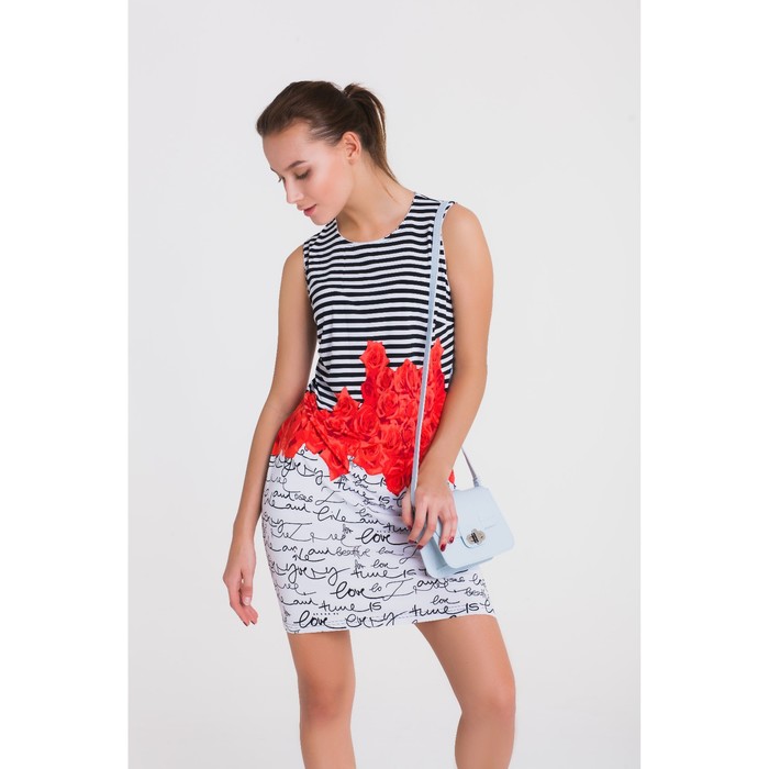 Платье 4760, размер 42, рост 164 см, цвет черный/белый/коралл