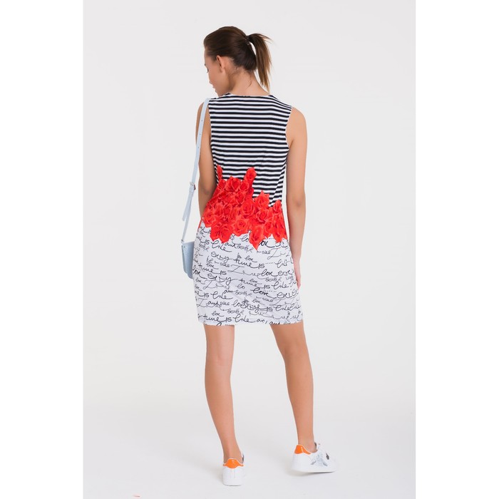 Платье 4760, размер 42, рост 164 см, цвет черный/белый/коралл