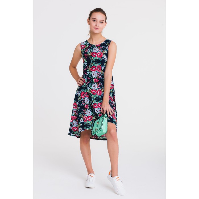 Платье 4757, размер 44, рост 164 см, цвет черный/зеленый/розовый