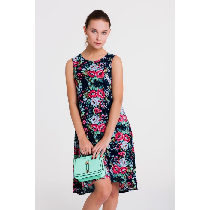 Платье 4757, размер 44, рост 164 см, цвет черный/зеленый/розовый