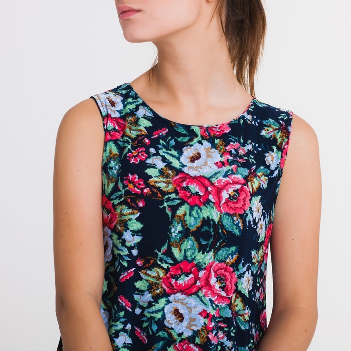 Платье 4757, размер 44, рост 164 см, цвет черный/зеленый/розовый