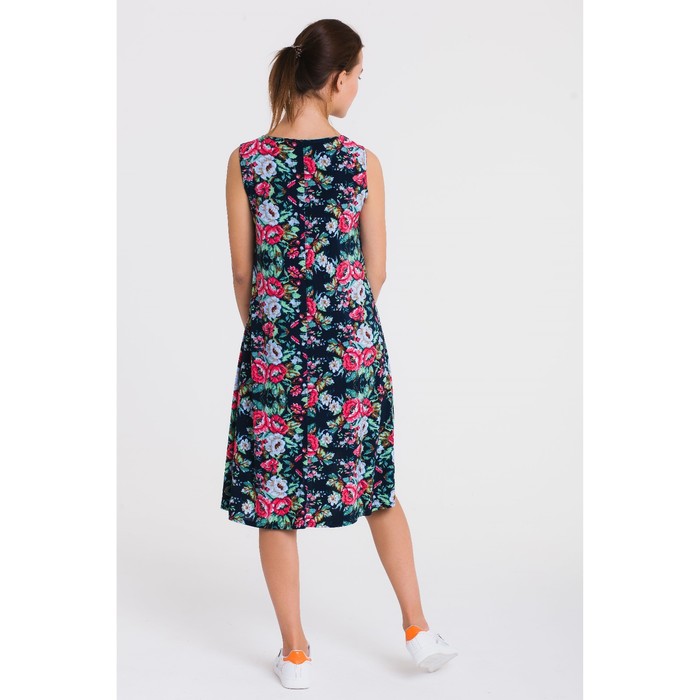 Платье 4757, размер 44, рост 164 см, цвет черный/зеленый/розовый