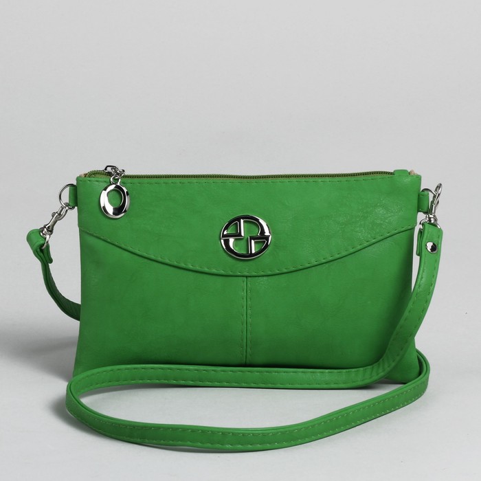 Сумка женская на молнии, 1 отдел, 1 наружный карман, регулируемый ремень, зелёная