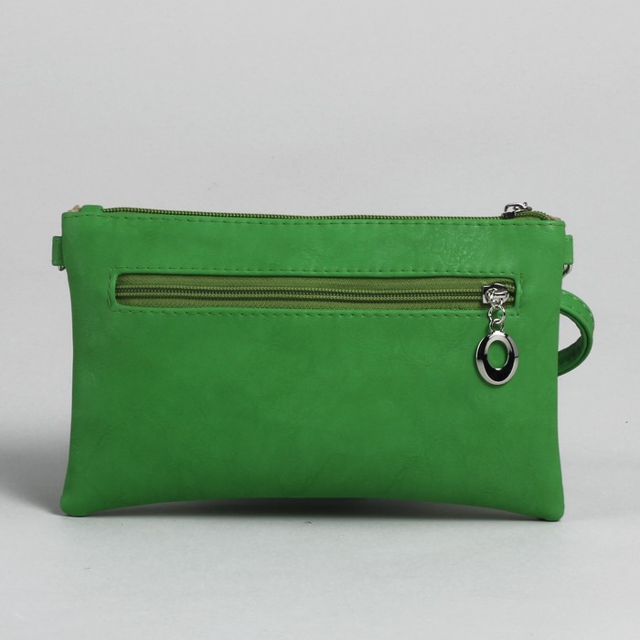 Сумка женская на молнии, 1 отдел, 1 наружный карман, регулируемый ремень, зелёная