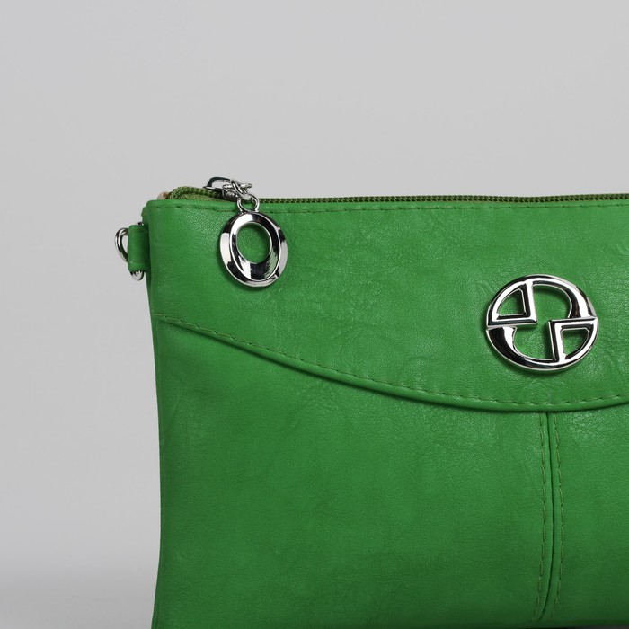 Сумка женская на молнии, 1 отдел, 1 наружный карман, регулируемый ремень, зелёная