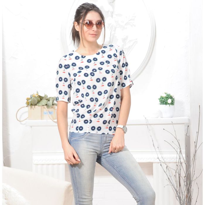 Блуза, размер 50, рост 164 см, цвет белый/тёмно-синий (арт. 4827 С+)