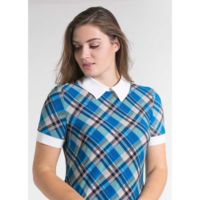 Платье, размер 50, рост 164 см, цвет синий/белый (арт. 4751 С+)