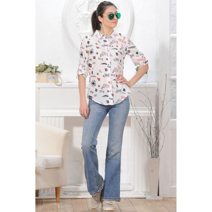 Блуза, размер 52, рост 164 см, цвет белый (арт. 4846 С+)