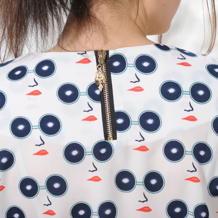 Блуза 4827, размер 44, рост 164 см, цвет белый/тёмно-синий