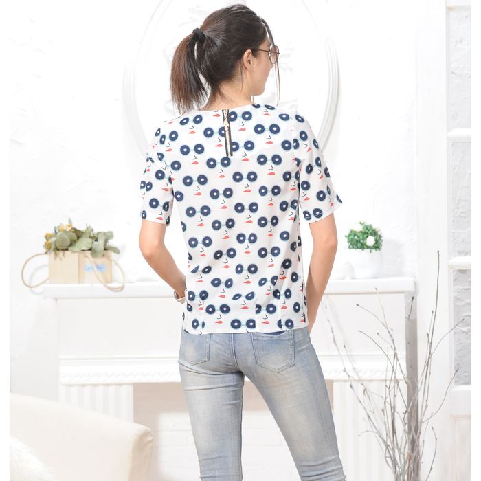 Блуза 4827, размер 44, рост 164 см, цвет белый/тёмно-синий