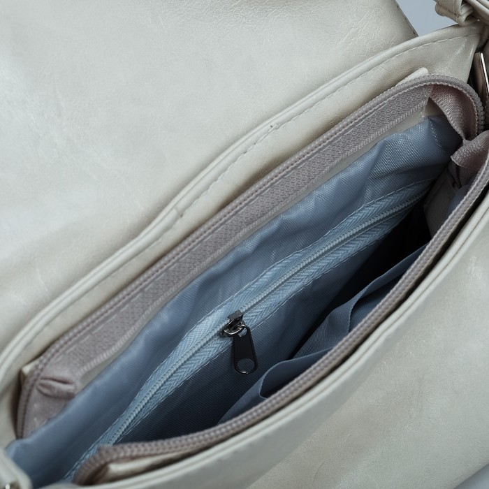 Сумка женская на молнии, 1 отдел, 1 наружный карман, регулируемый ремень, белая