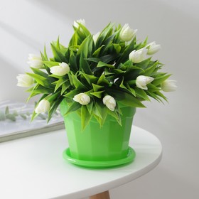 Горшок для цветов с поддоном Доляна «Эрика», 0,7 л, цвет зелёный