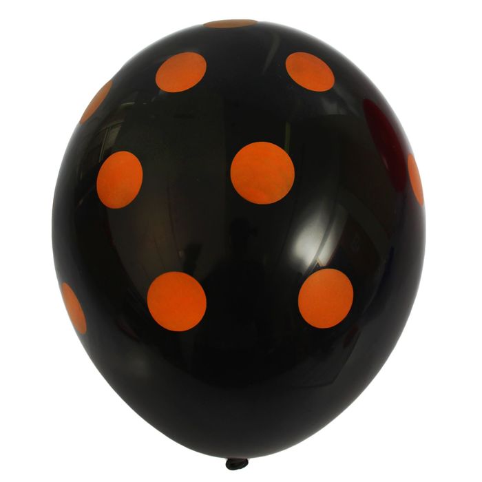Шар латексный 14" "Горошек оранжевый, чёрный", пастель, набор 25 шт.