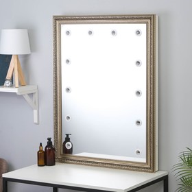 Зеркало «Верона», гримёрное, настенное, в багетной раме, 12 лампочек, 70×90 см Ош
