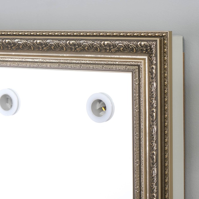 фото Зеркало «верона», гримёрное, настенное, в багетной раме, 12 лампочек, 70×90 см