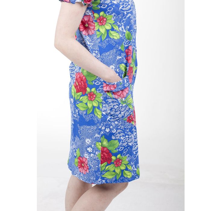 Халат женский на пуговицах PK980/01 васильковый МИКС, размер 44 (88)