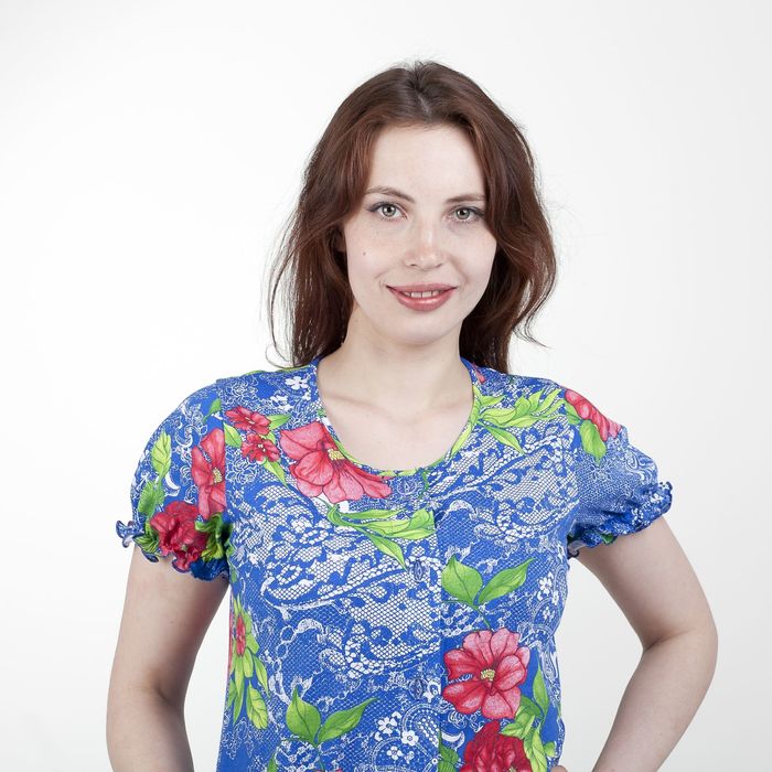 Халат женский на пуговицах PK980/01 васильковый МИКС, размер 50 (100)