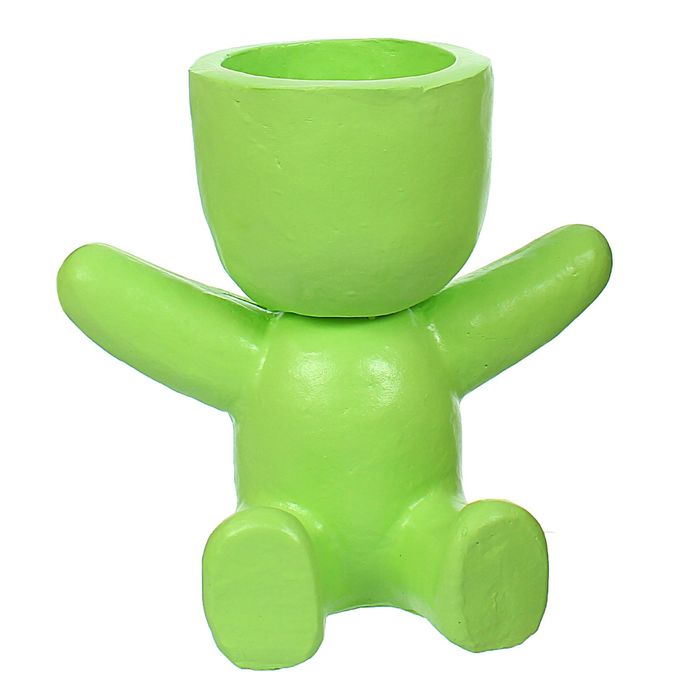 Фигурное кашпо "Сидящий человечек" зелёное