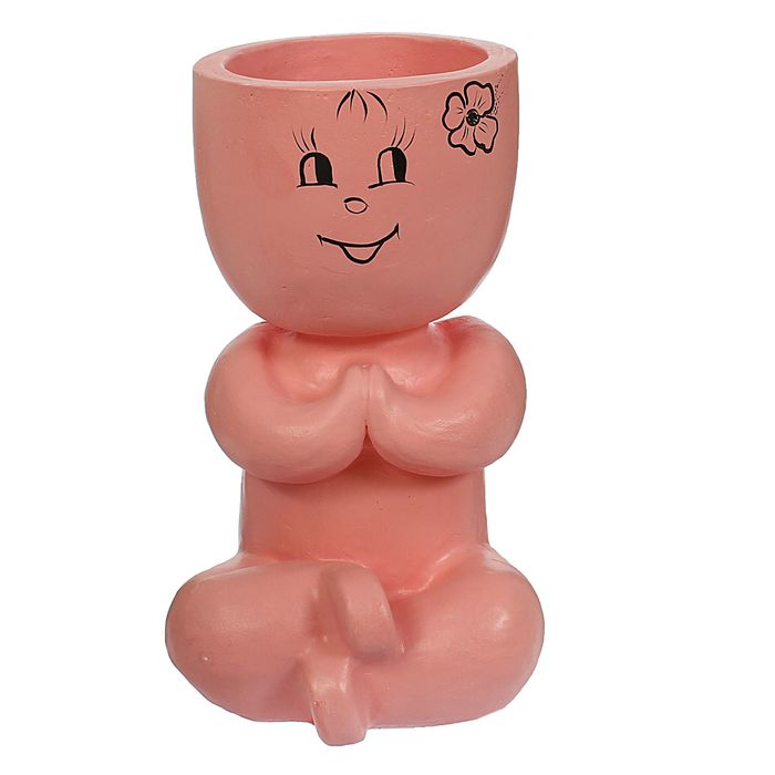 Фигурное кашпо "Йог" розовое, глазки, микс