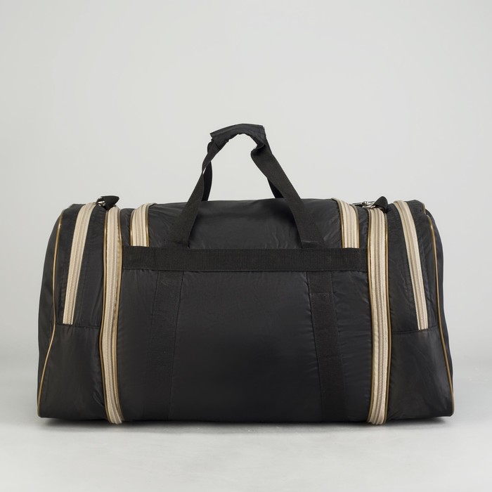 Сумка дорожная на молнии, 1 отдел, 3 наружных кармана, длинный ремень, чёрная